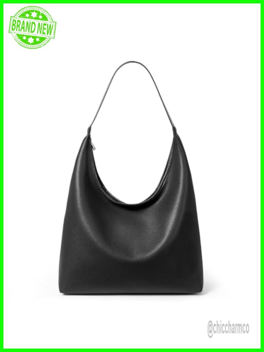 Large Hobo Bag Soft Vegan Leather Shoulder Tote with Zipper